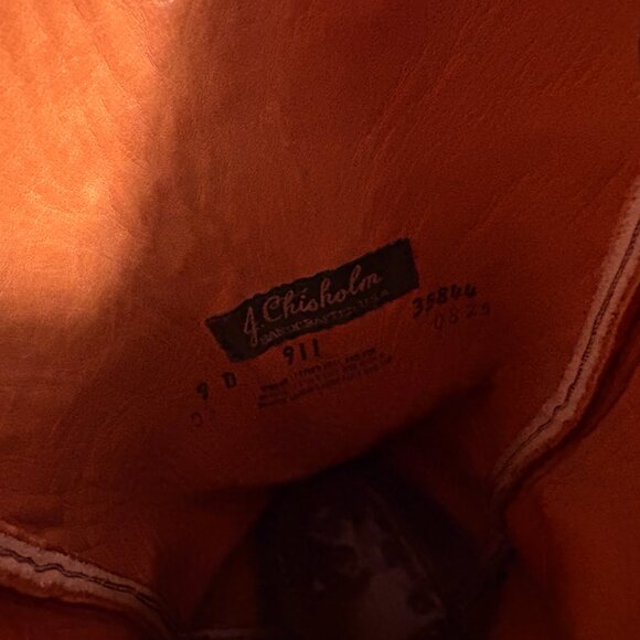 Vintage Mens J Chisholm 911 Brown Leather Cowboy Western Boots Size 9 D - Picture 8 of 11